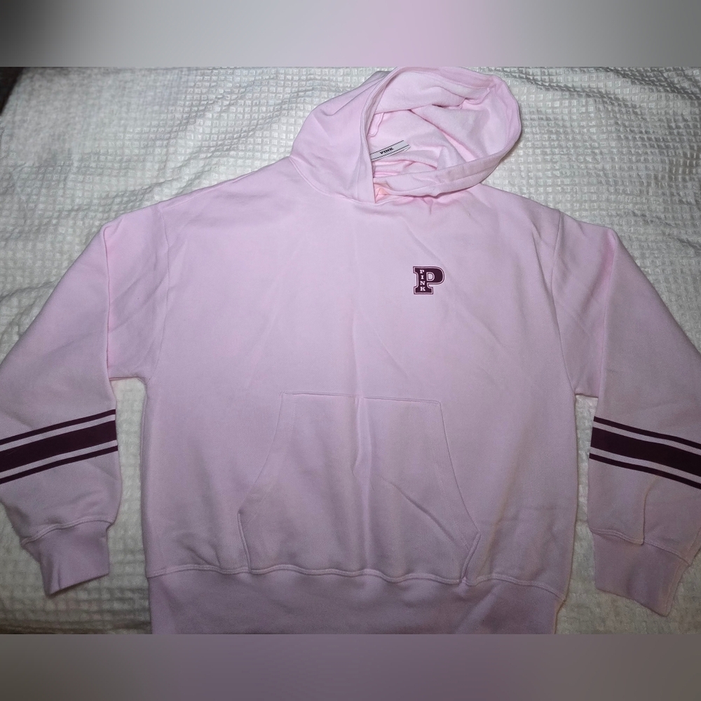Victoria's Secret PINK  Ivy Fleece Campus Hoodie Pink Tulip Size Small NWT